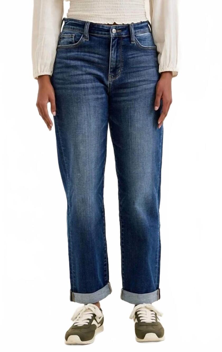 NEW JUDY BLUE billie mid rise boyfriend jeans in dark blue